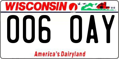 WI license plate 006OAY