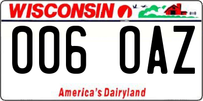 WI license plate 006OAZ