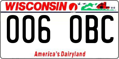 WI license plate 006OBC