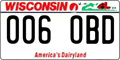 WI license plate 006OBD