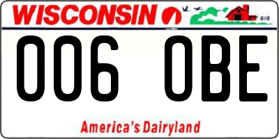 WI license plate 006OBE