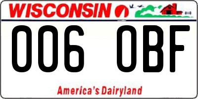 WI license plate 006OBF