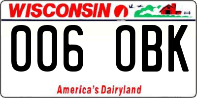 WI license plate 006OBK