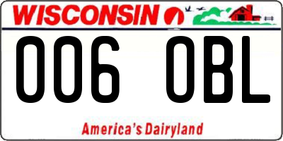 WI license plate 006OBL