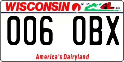 WI license plate 006OBX
