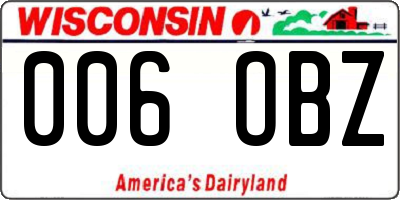 WI license plate 006OBZ