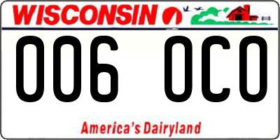 WI license plate 006OCO