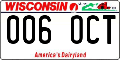 WI license plate 006OCT