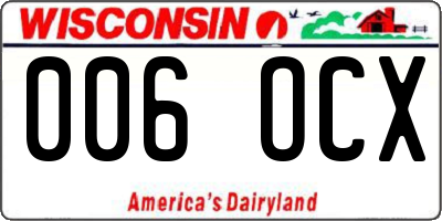 WI license plate 006OCX