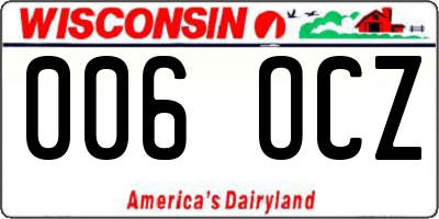 WI license plate 006OCZ