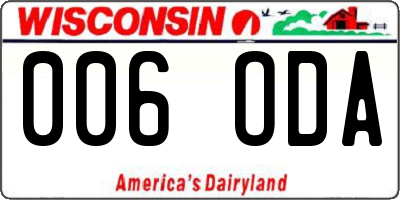 WI license plate 006ODA