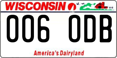 WI license plate 006ODB