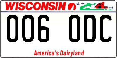 WI license plate 006ODC