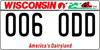 WI license plate 006ODD