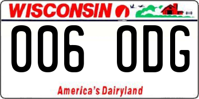 WI license plate 006ODG