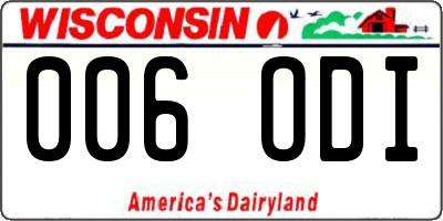 WI license plate 006ODI