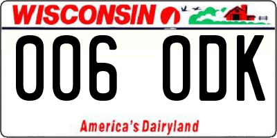 WI license plate 006ODK