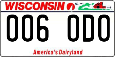 WI license plate 006ODO