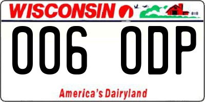WI license plate 006ODP
