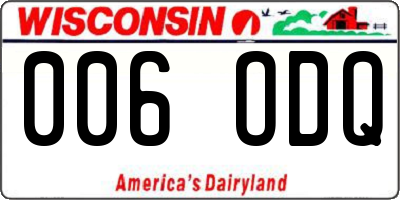 WI license plate 006ODQ