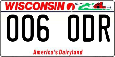 WI license plate 006ODR