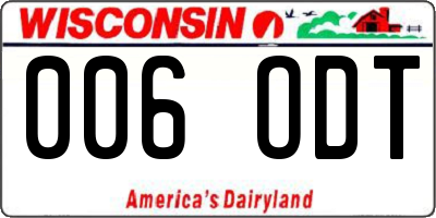 WI license plate 006ODT