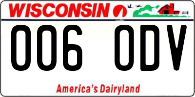 WI license plate 006ODV