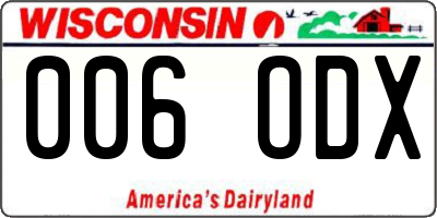 WI license plate 006ODX