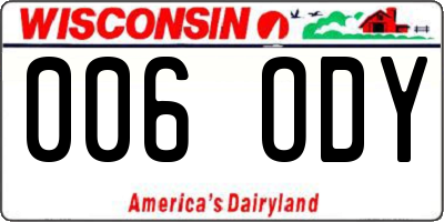 WI license plate 006ODY