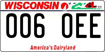 WI license plate 006OEE