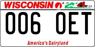 WI license plate 006OET