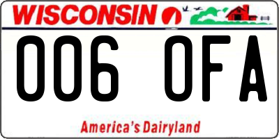 WI license plate 006OFA