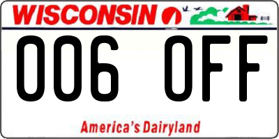 WI license plate 006OFF