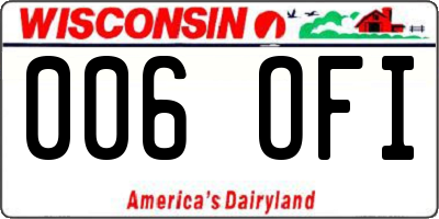WI license plate 006OFI