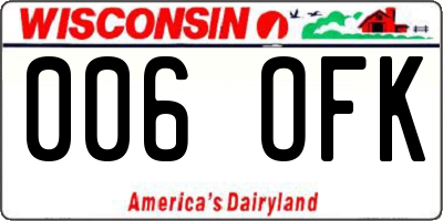 WI license plate 006OFK