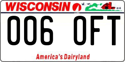 WI license plate 006OFT
