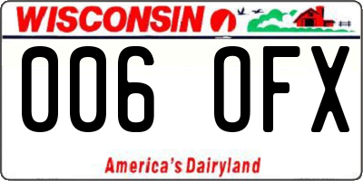 WI license plate 006OFX