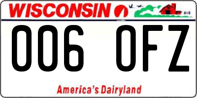 WI license plate 006OFZ