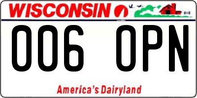 WI license plate 006OPN