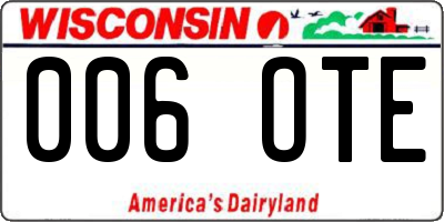 WI license plate 006OTE