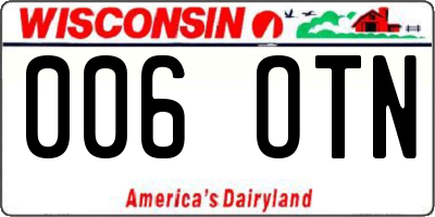 WI license plate 006OTN