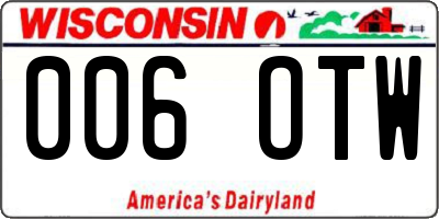 WI license plate 006OTW