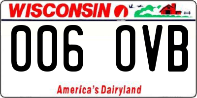 WI license plate 006OVB