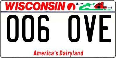 WI license plate 006OVE