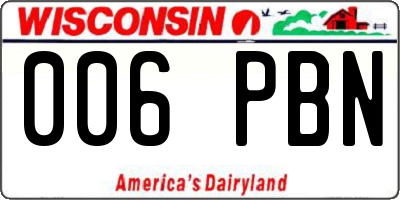 WI license plate 006PBN
