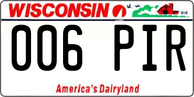 WI license plate 006PIR