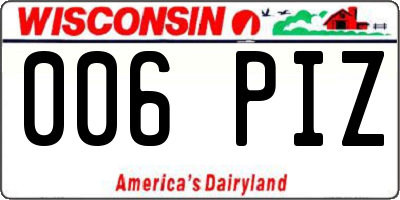 WI license plate 006PIZ