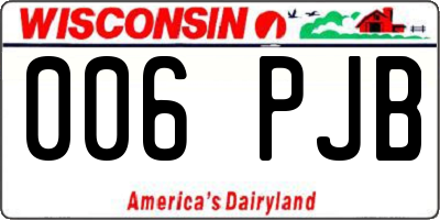 WI license plate 006PJB