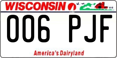 WI license plate 006PJF