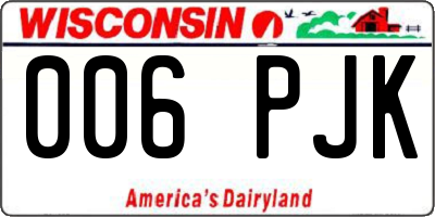 WI license plate 006PJK